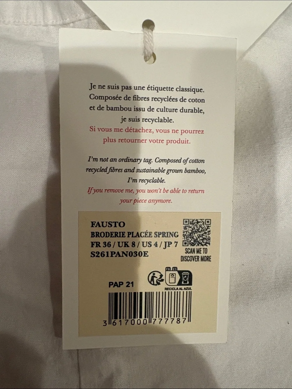 NWT SEZANE FAUSTO TROUSERS SPRING PLACED EMBROIDERY
